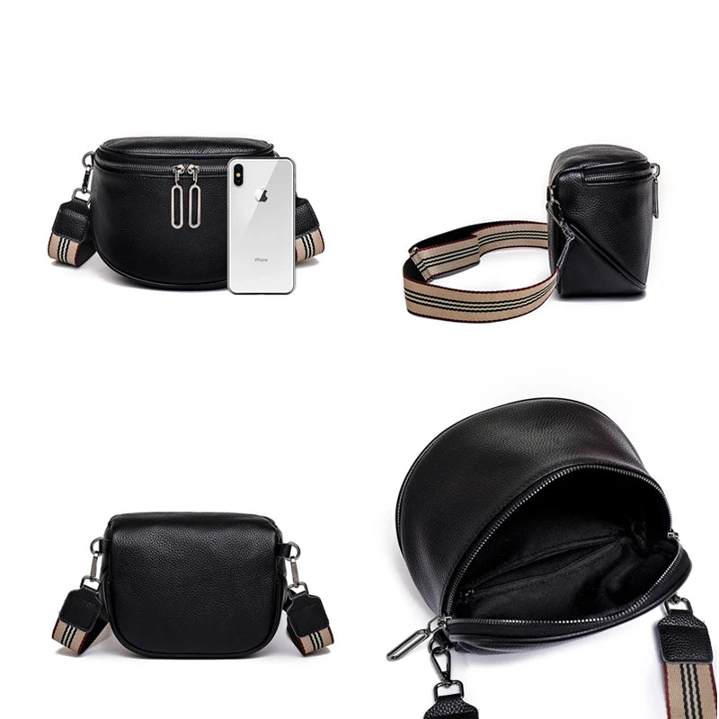 Leather Women's Handbag Diamonds Cowhide Shoulder Bag