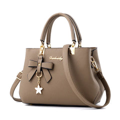 Women Leather Shoulder Crossbody Bags with Bow Pendant