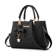 Women Leather Shoulder Crossbody Bags with Bow Pendant