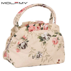 Canvas Floral Printing Tote Bag for Women Girls Small Purse