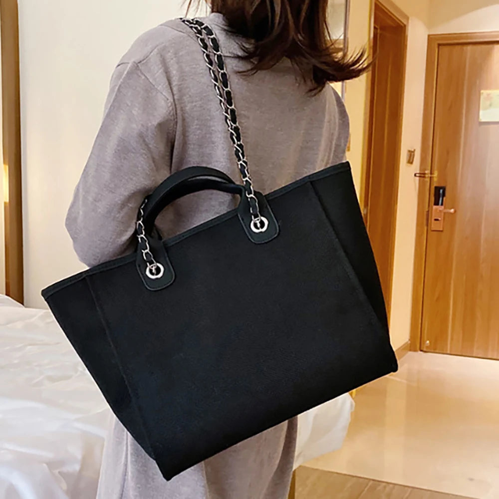 Women Handbags Canvas Tote Shoulder Bag Messenger Crossbody Chain Bags