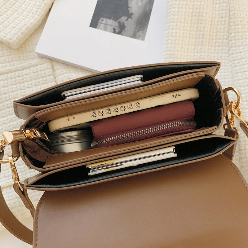 Women Shoulder Bag Vintage Messenger Crossbody Flap Solid Female Handbag