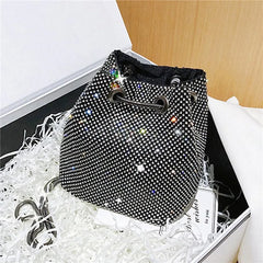 Rhinestone Mini Bucket Bag Shining Crossbody Purse Diamond Women Chain