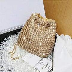 Rhinestone Mini Bucket Bag Shining Crossbody Purse Diamond Women Chain