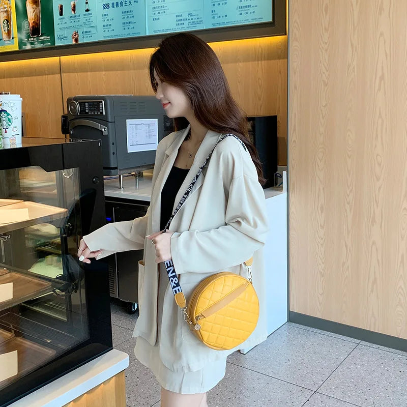 Women Lattice Shoulder Bags High Leather Crossbody Purses