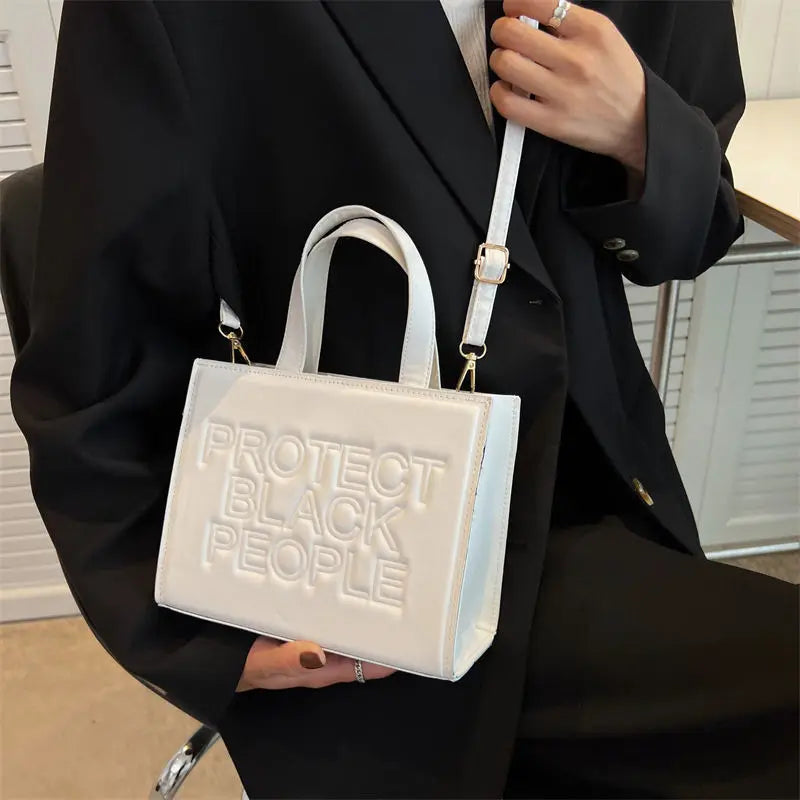 Letters Tote Bag Pu Leather Shoulder Crossbody Bags