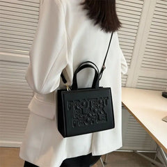 Letters Tote Bag Pu Leather Shoulder Crossbody Bags