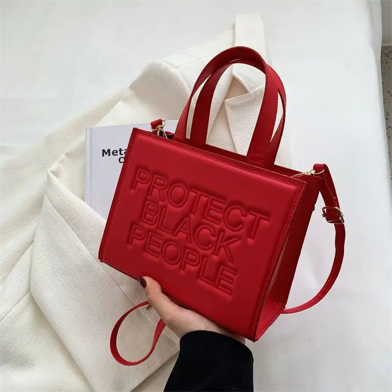 Letters Tote Bag Pu Leather Shoulder Crossbody Bags