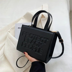 Letters Tote Bag Pu Leather Shoulder Crossbody Bags