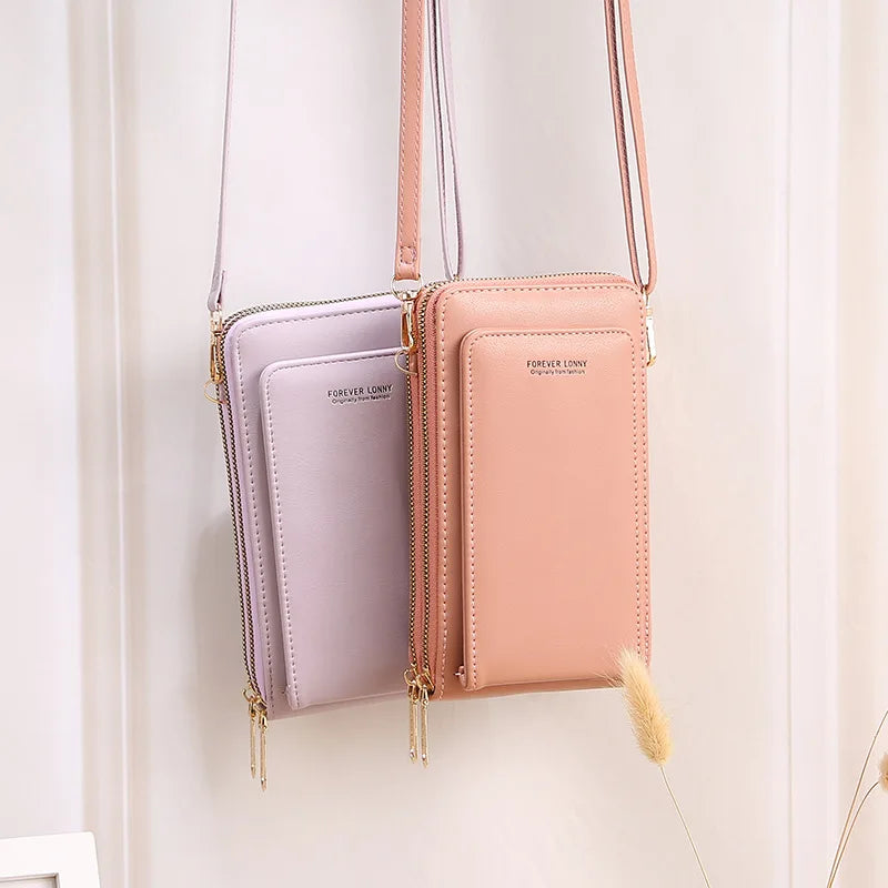 Women Handbags Famous Pu Leather Touch Screen Mobile Phone Pouch