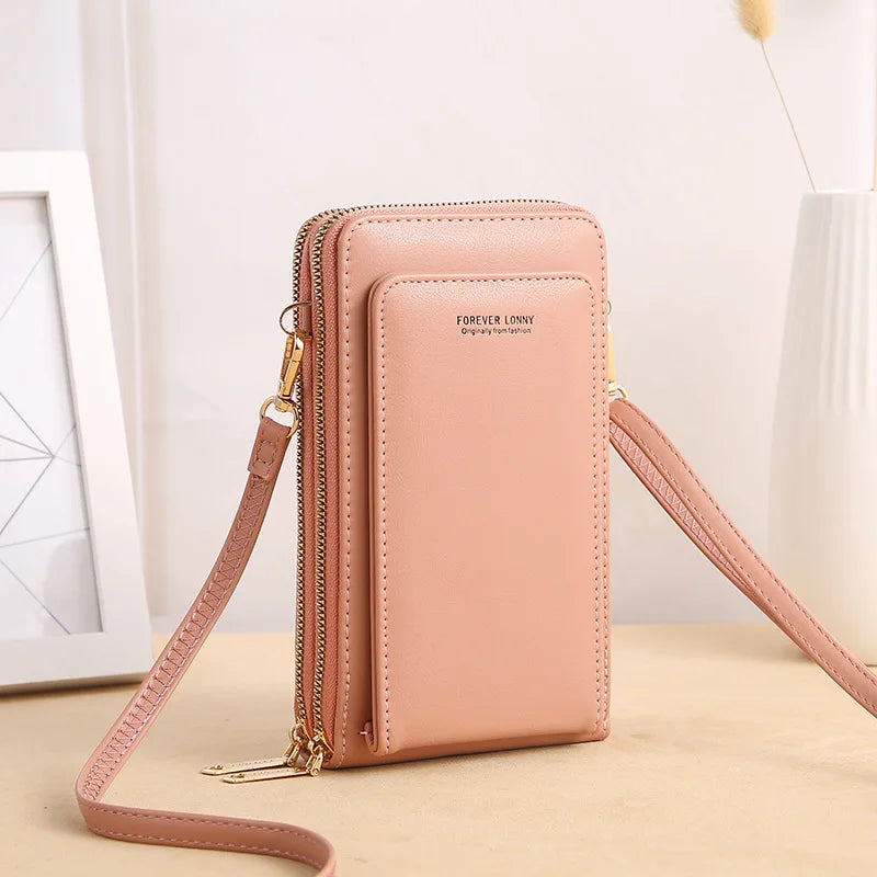 Women Handbags Famous Pu Leather Touch Screen Mobile Phone Pouch