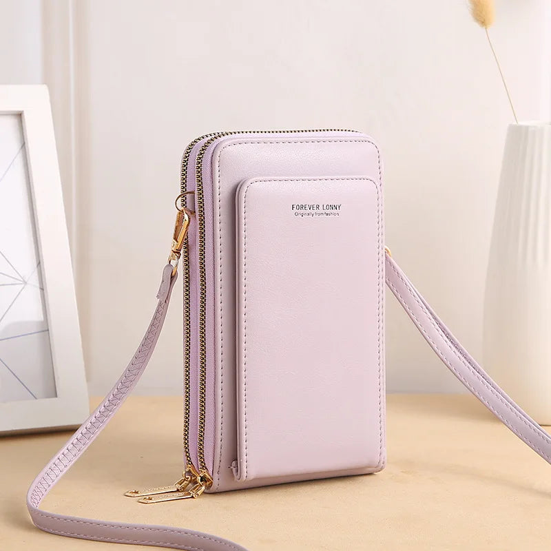 Women Handbags Famous Pu Leather Touch Screen Mobile Phone Pouch