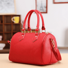 Red Beige PU Leather Shoulder Bag Handle Totes Hobos