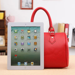 Red Beige PU Leather Shoulder Bag Handle Totes Hobos