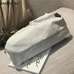 Retro Canvas Tote Shoulder Bag Women Crossbody Large Capacity Solid Bag