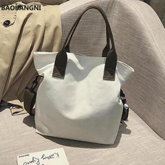 Retro Canvas Tote Shoulder Bag Women Crossbody Large Capacity Solid Bag