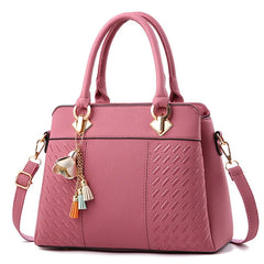 Women Tassel PU Leather Totes Bag Embroidery Crossbody Shoulder Bag