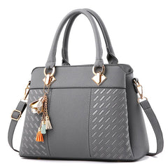 Women Tassel PU Leather Totes Bag Embroidery Crossbody Shoulder Bag