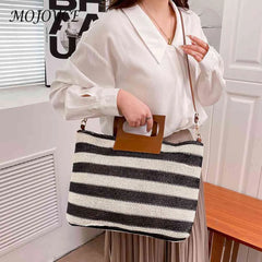 Large Capacity Knit Messenger Bag Soft Casual Vacation Travel Totes