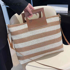 Large Capacity Knit Messenger Bag Soft Casual Vacation Travel Totes