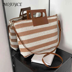 Large Capacity Knit Messenger Bag Soft Casual Vacation Travel Totes