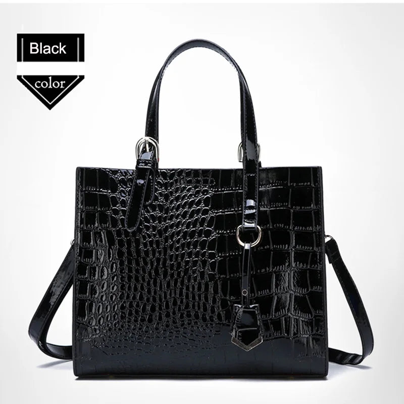 Vintage Crocodile PU Leather Handbag Top-handle Tote Messenger Shoulder Bag