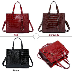 Vintage Crocodile PU Leather Handbag Top-handle Tote Messenger Shoulder Bag