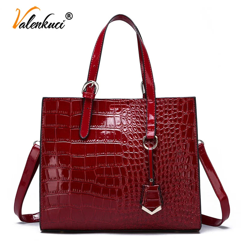 Vintage Crocodile PU Leather Handbag Top-handle Tote Messenger Shoulder Bag