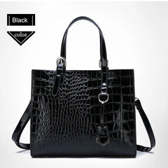 Vintage Crocodile PU Leather Handbag Top-handle Tote Messenger Shoulder Bag