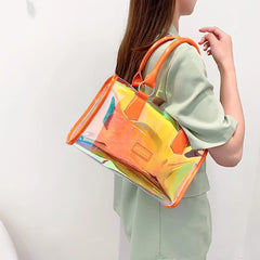 Clear PVC Shoulder Bags 2pcs Handbag Transparent Bags for Women