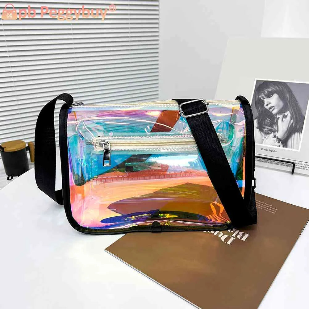 Transparent PVC Shoulder Bag Zipper Handbag for Women