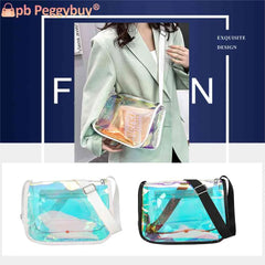 Transparent PVC Shoulder Bag Zipper Handbag for Women