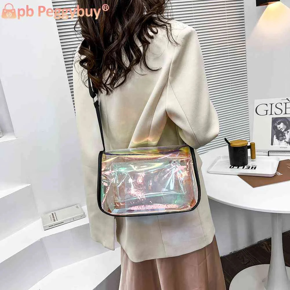 Transparent PVC Shoulder Bag Zipper Handbag for Women