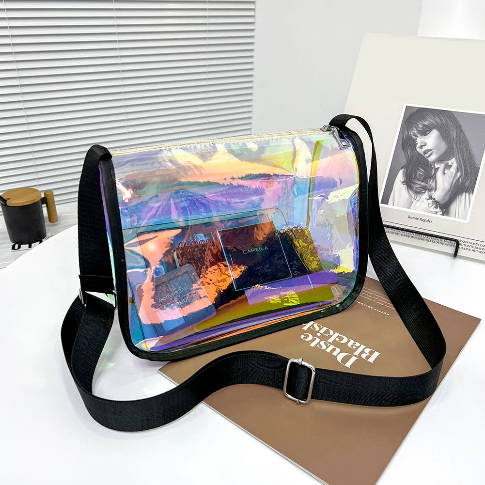 Transparent PVC Shoulder Bag Zipper Handbag for Women