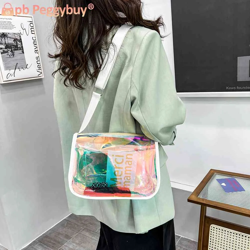 Transparent PVC Shoulder Bag Zipper Handbag for Women