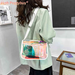 Transparent PVC Shoulder Bag Zipper Handbag for Women