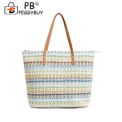 Boho Summer Shoulder Bag Straw Beach Handbag for Shopping