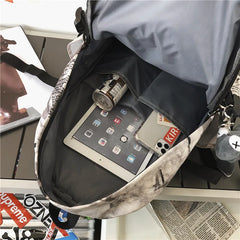 Harajuku Cloud Print Backpack Student Nylon Laptop School Bag Teen Girls