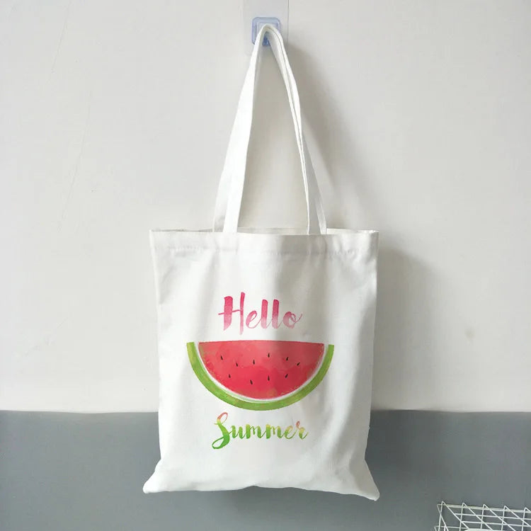 Summer Watermelon Print Canvas Shopper Bag Harajuku 90s Vintage Shoulder Handbag