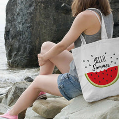 Summer Watermelon Print Canvas Shopper Bag Harajuku 90s Vintage Shoulder Handbag