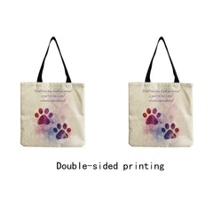 Customizable Cat Paw Print Shopper Bag Eco-Friendly Shoulder Bag