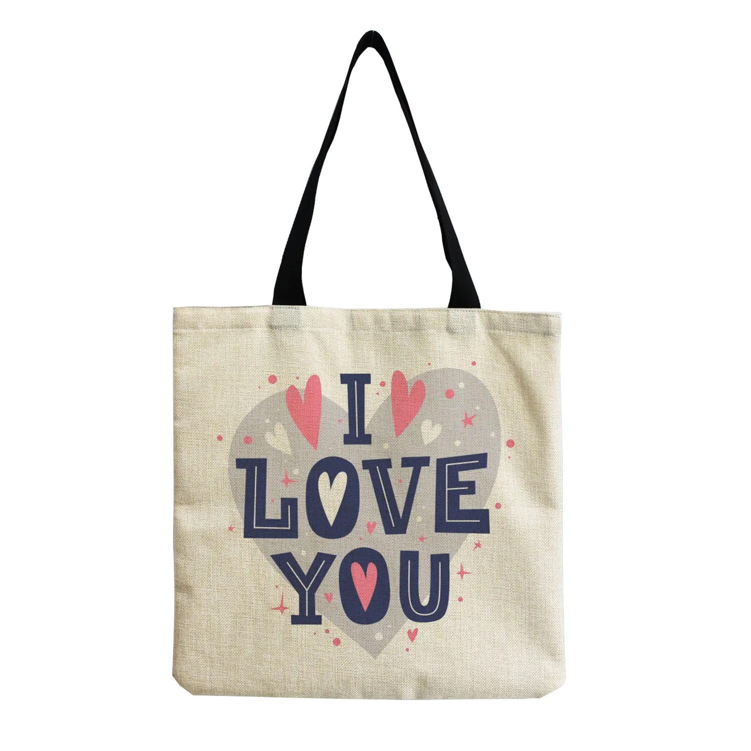 High Capacity Eco Friendly Tote Bag Love Heart Print