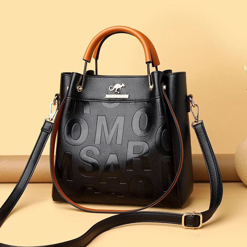 High PU Leather Shoulder Bag Crossbody Retro Solid for Women