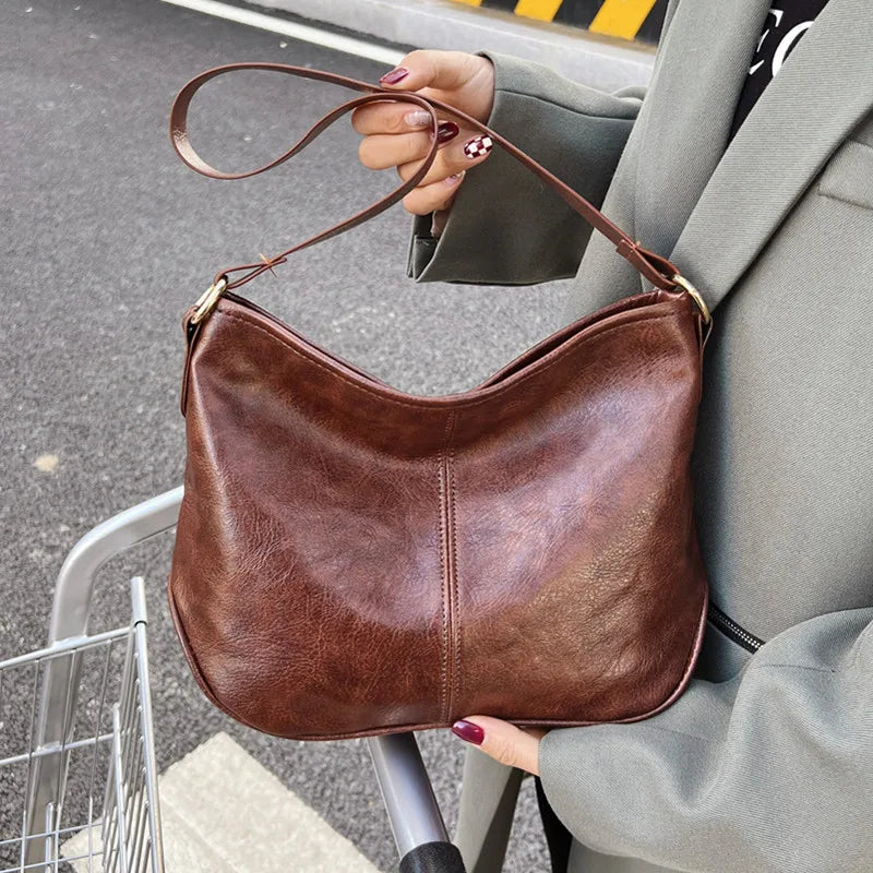 Women Hobos Bags Soft Leather Shoulder Bag Vintage Crossbody Handbag