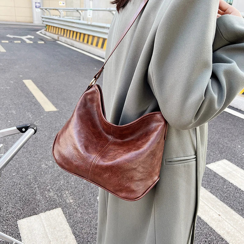 Women Hobos Bags Soft Leather Shoulder Bag Vintage Crossbody Handbag