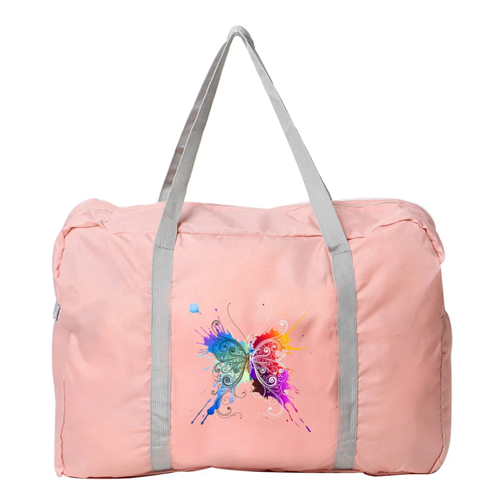 Butterfly Print Travel Bag for Women Organizer Storage Duffle Handbags