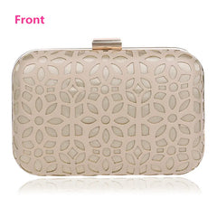 Women Hollow Out Evening Bags with Chain Shoulder Clutch Black/Gold