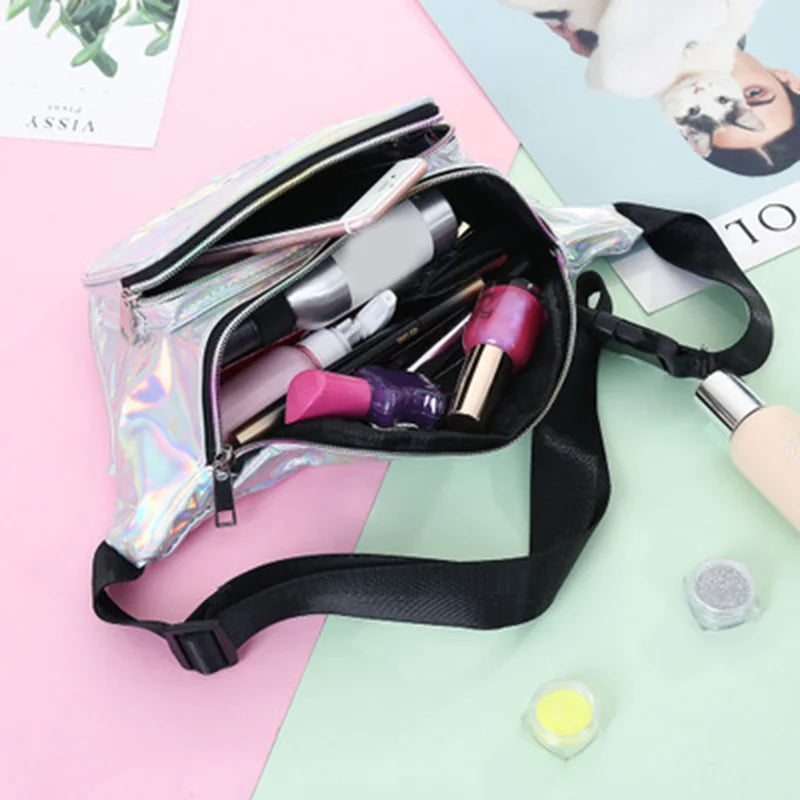 Women Hologram Waist Bag Crossbody Bum Bag Travel Purse