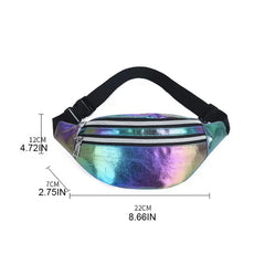 Women Holographic Waist Fanny Pack Belt Bag for Travel