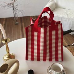 Women Japan Waterproof Canvas Plaid Totes Top-handle Bags Soft Mommy Travel Bag